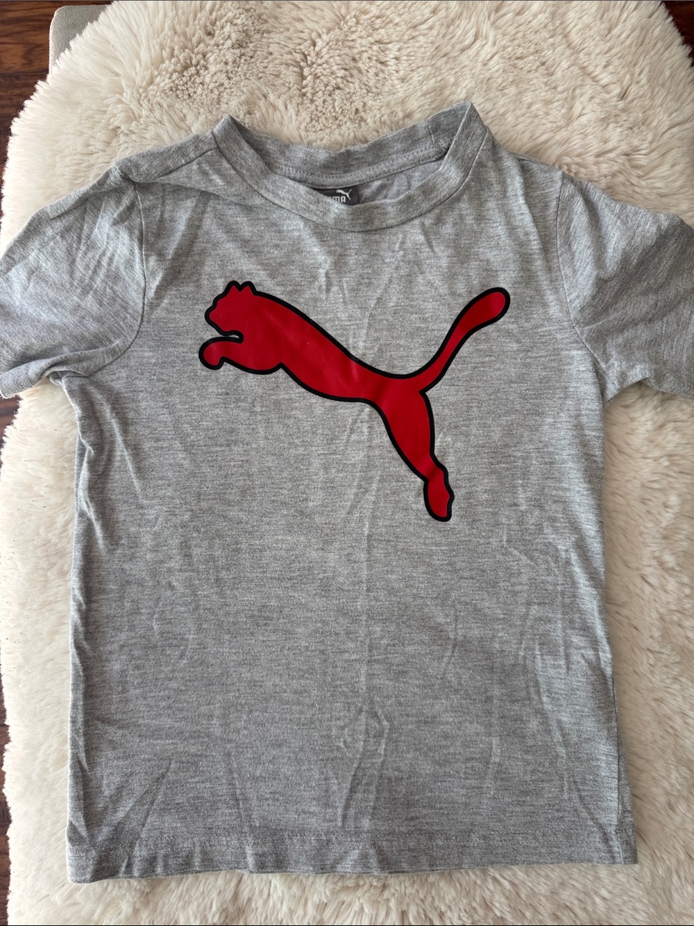 Puma Gray Short Sleeve Tee with Red Puma Cat